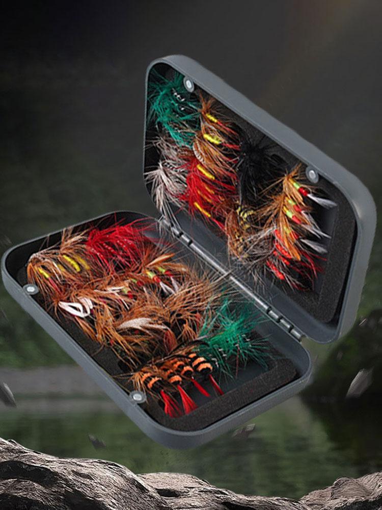 41/60pcs Bionic Insects Flies with Box Fly Fishing Lures Bionic Fly Hook Set Artificial Insect Fishing Baits Box for Trout Carp