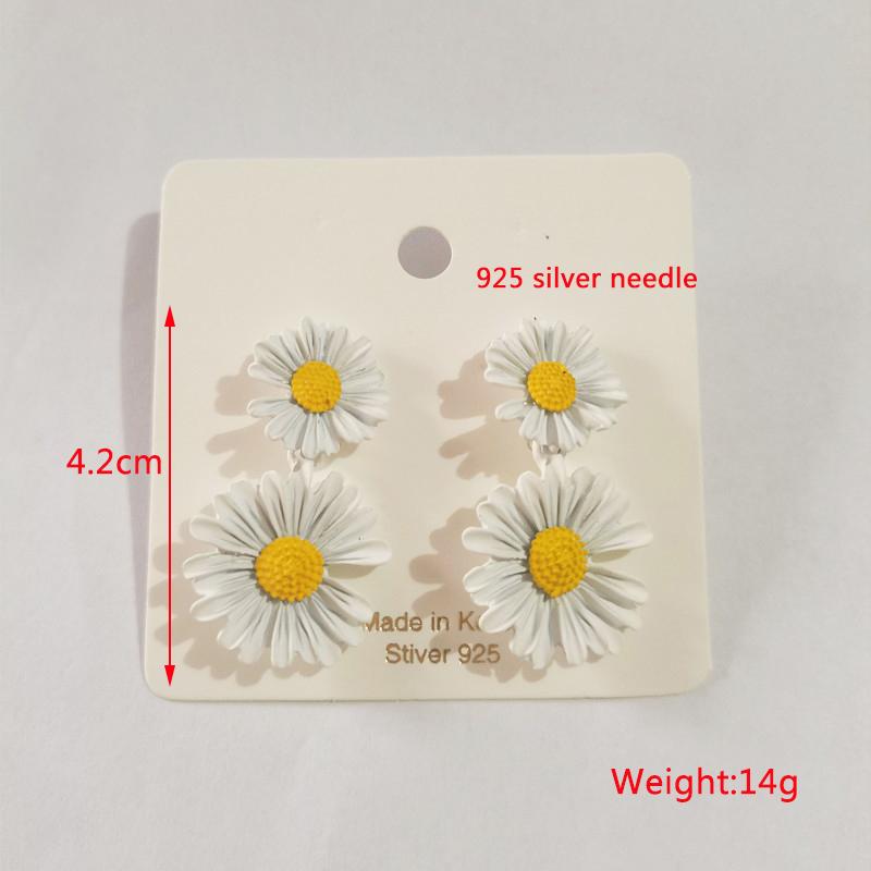 Koreanische Neue Doppel-schichten Blume Tropfen Ohrringe für Damen Übertrieben Frauen Floral Ohrringe Modeschmuck aretes de mujer