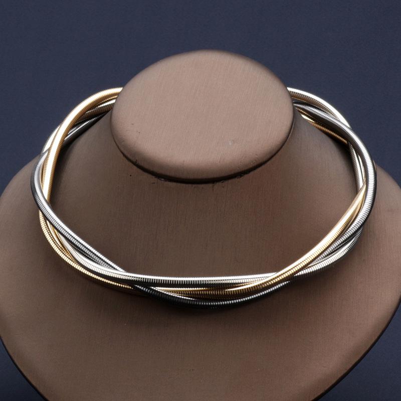 

Three-Row Metal Punk Choker & Bracelet Set