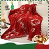 Christmas Sofa Cover Throw Blanket Red Snowflake Santa Chenille Sofa Towel Universal Furniture Protector with Tassels Xmas Home Decor for Living Room