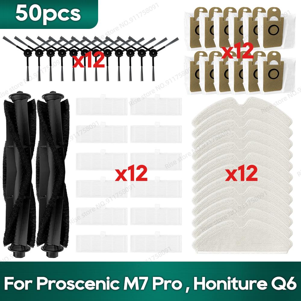 Kompatibel für Lenovo t1s Pro Proscenic M7 Pro, Honiture Q6 Zubehör Roboterstaubsauger Walzenbürste Hepa-Filter Wischtuch Staubbeutel Teile
