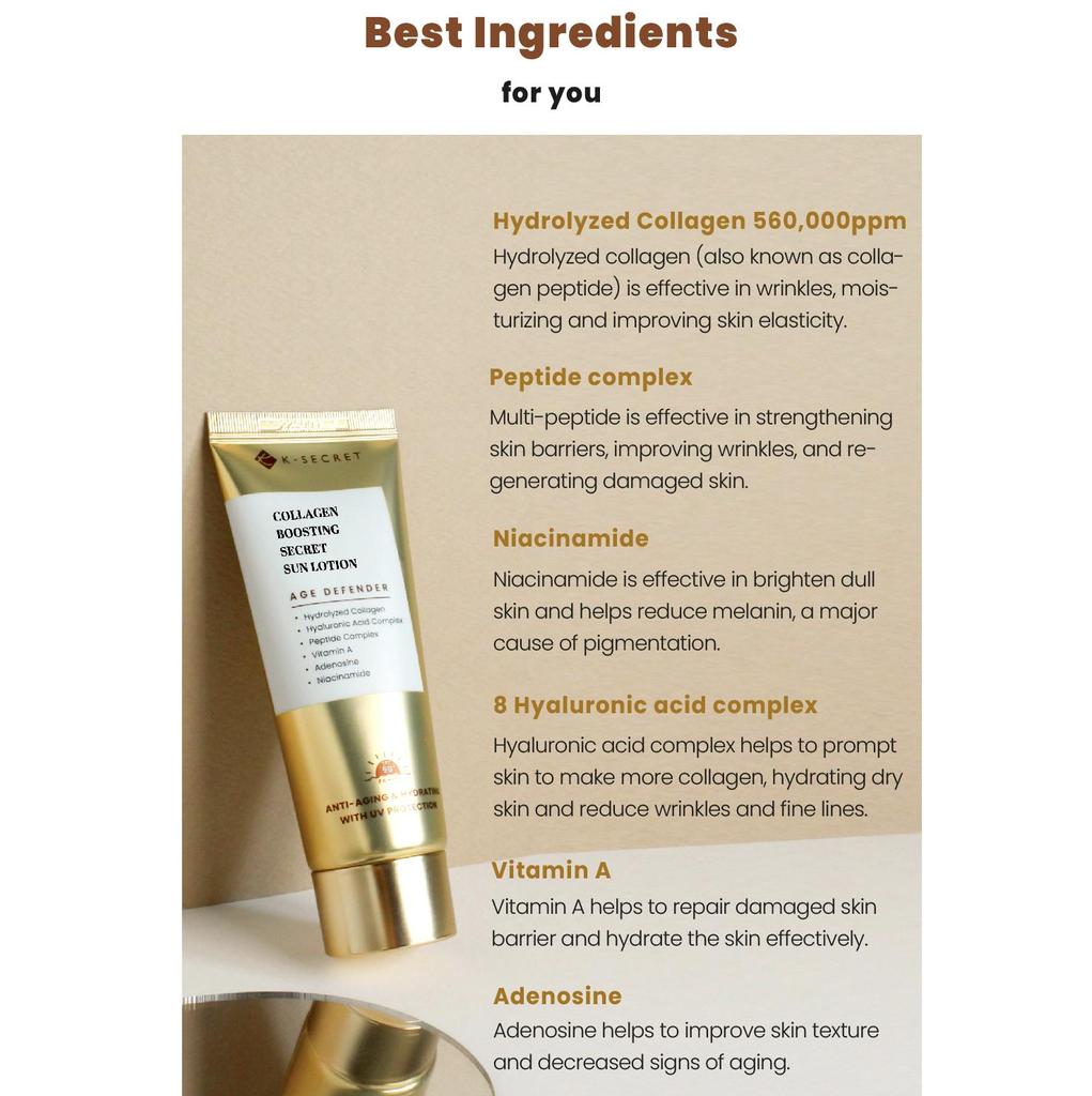 K-SECRET Collagen Boosting Secret Sun Lotion SPF50+ PA++++ 60ml