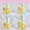 Adorable Squeeze Face Bubble Blowing Banana Chicken Plush Keychain For Couples