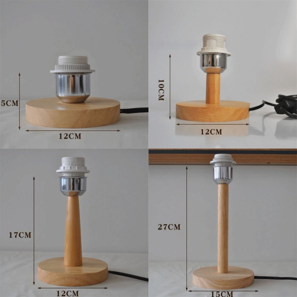Universal Solid Wood Lamp Base Holder E27 On Off Switch Table Lamp Holder EU Plug Bedside Lamp Holder Study Room