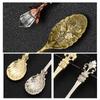Alloy Leaf Spoon Vintage Carved Spoon Creative Royal Style Silver Gold Coffee Tea Dessert Spoon Flatware Kitchen Tool Accesssory