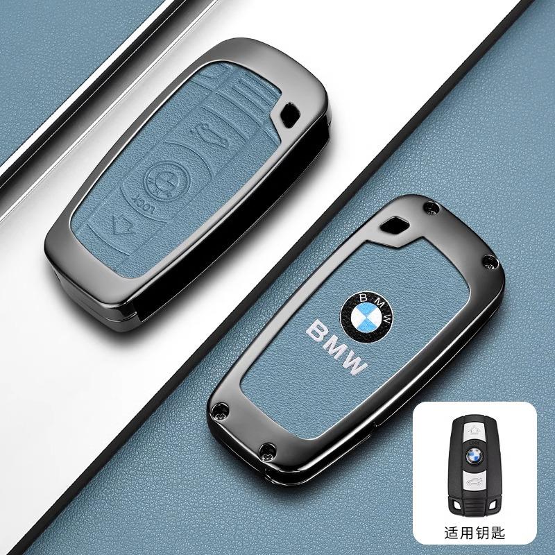 BBKT7 Zinc Alloy Leather Car Smart Key Case Cover for BMW 1 3 5 7 Series X1 X3 X4 X5 F10 F15 F16 F20 F30 F18 F25 M3 M4 E34 Sticker