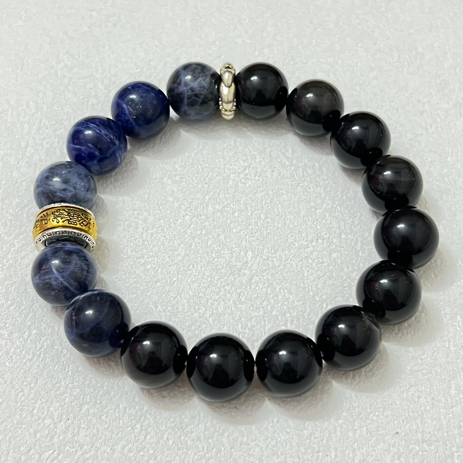 

Браслеты из бисера 12 мм, эластичные, ручной работы, из натурального камня, круглый обсидиан, браслет для мужчин, полудрагоценный камень, DIY ювелирные изделия, подарки Length 18cm