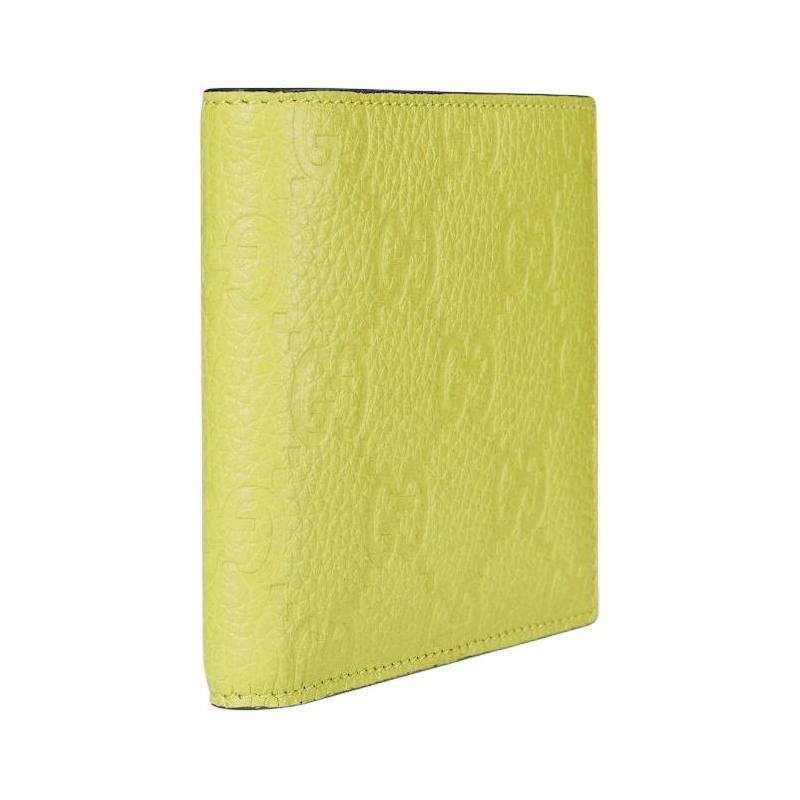 Gucci Printed Embossed Bi-fold Design Leather Coin Purse Men's Acid Green