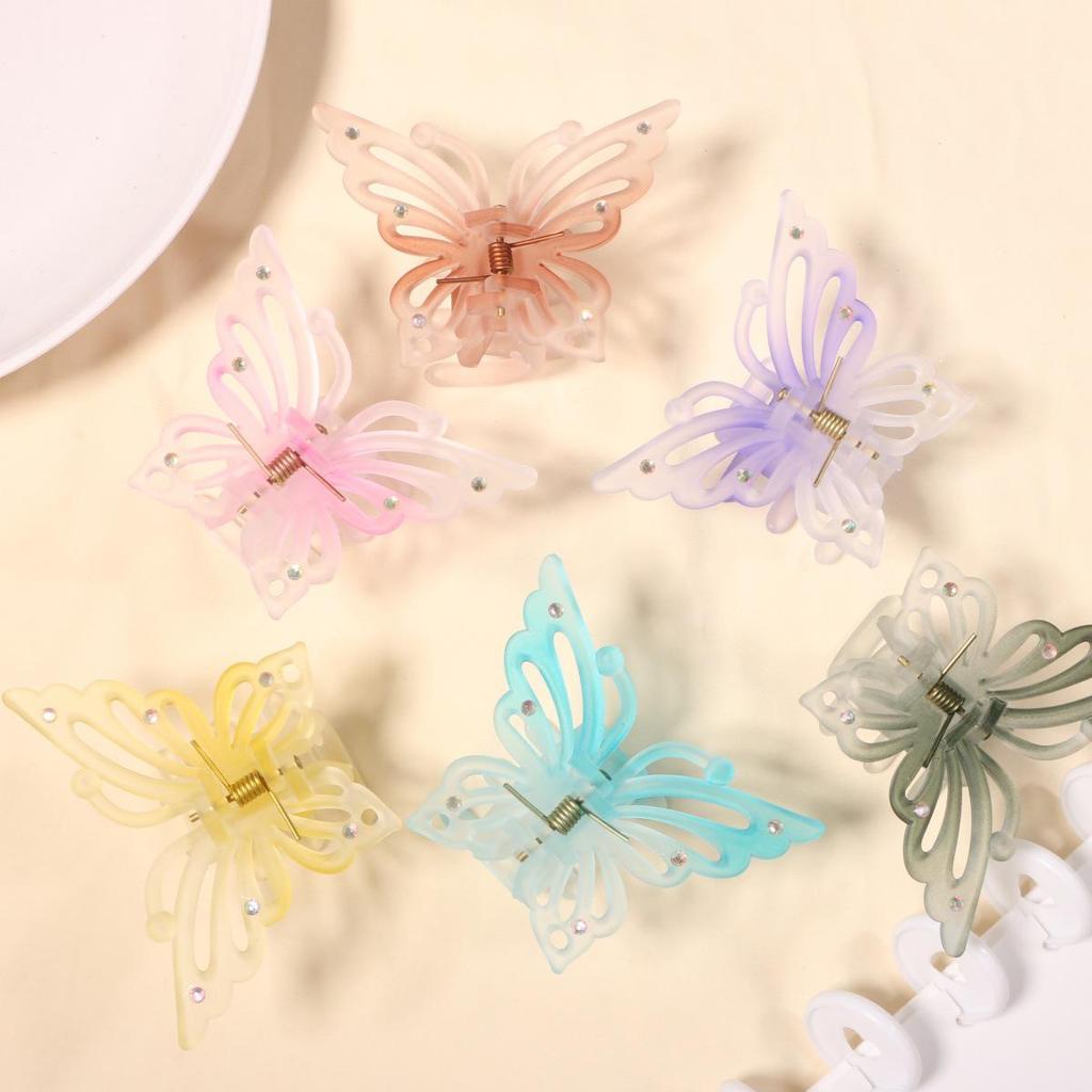 Iridescent Double Layer Butterfly Hair Clip - Women's High-End Shark Hair Accessory