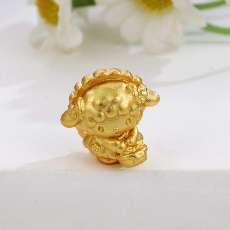 Sterling Silver 999 Little Sheep Beaded Flower Child DIY Jewelry Accessories