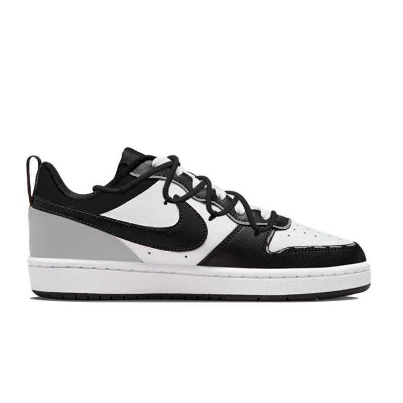Nike Court Borough Black Sugar Ball Abrasion Resistant Low Top Skateboard Shoes Women's Black White Gray BQ5448-115(Team598-)