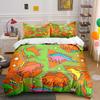 Cartoon Dinosaur Geometric Puzzle Pattern Duvet Cover Set Digital Print Colorful Polyester Bedding with Zipper Closur