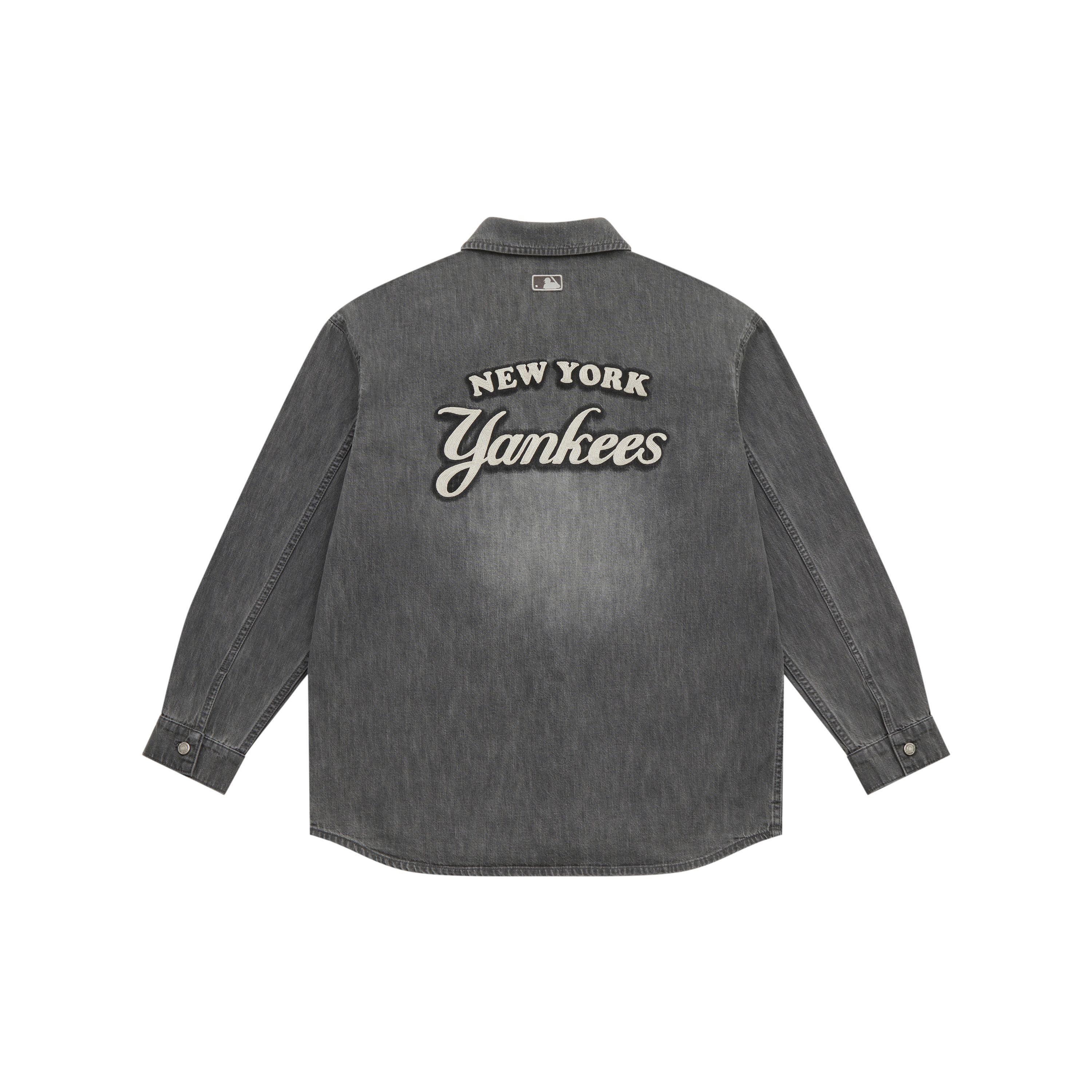 MLB College Stijl New York Yankees SS25 Los Eenvoudig Effen Kleur Veelzijdig Comfortabel Casual Mode Lange Mouw Shirt Unisex shirts 3ADRV0151-50GRS M gray