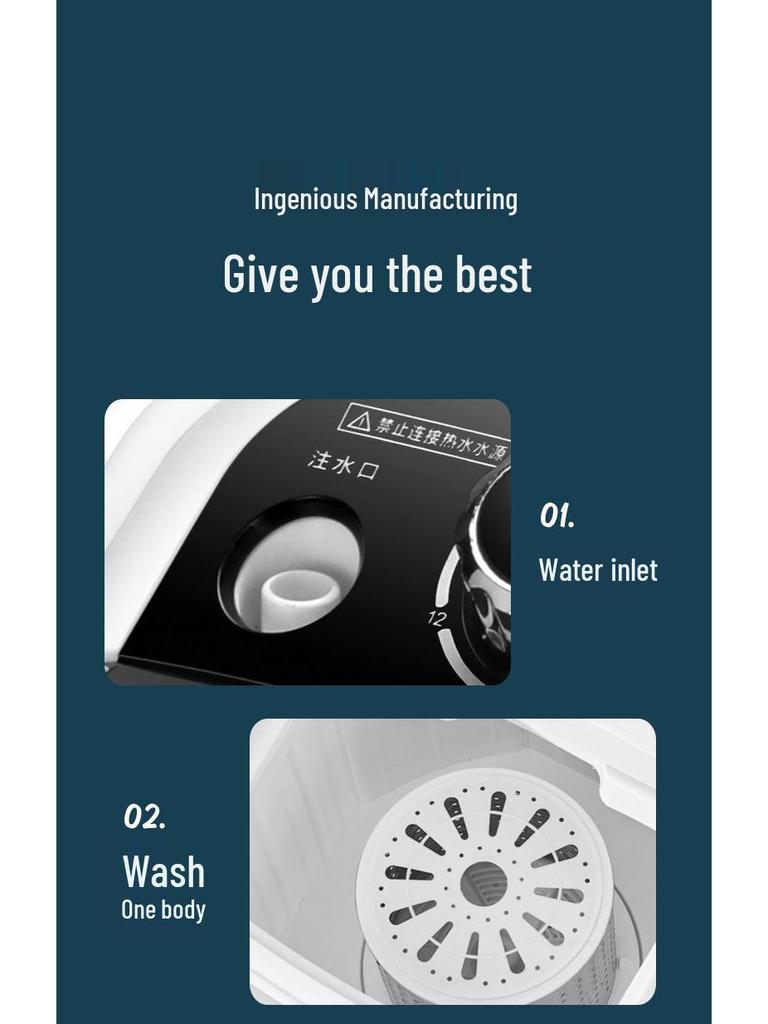 Compact Semi-Automatic Mini Washing Machine for Dorms & Home - Ideal for Students, Infants, and Children.
