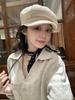 Summer Big Head Circumference Linen Hollow Hat Female Summer Old Money Wind Beige Beret Female Face Small Newsboy Hat