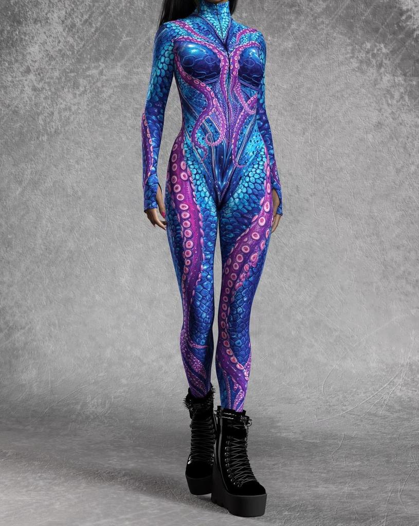 European Fantasy Halloween Costume Jumpsuit With 3d Digital Print For Cosplay Enthusiasts