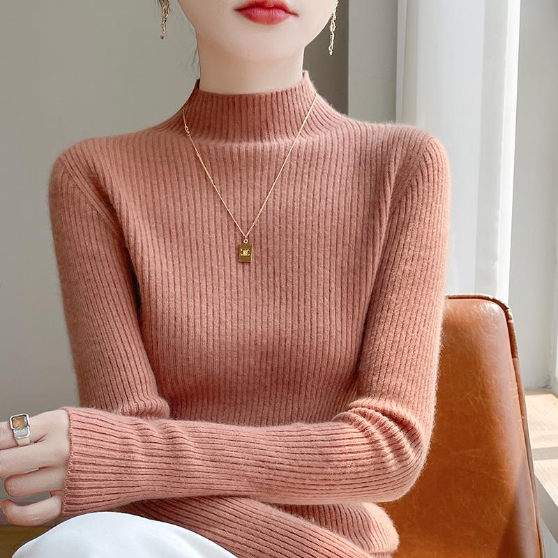 Autumn/Winter Women's Soft Semi-High Neck Sweater Shirt - Versatile, Slimming & Super Warm Knitwear