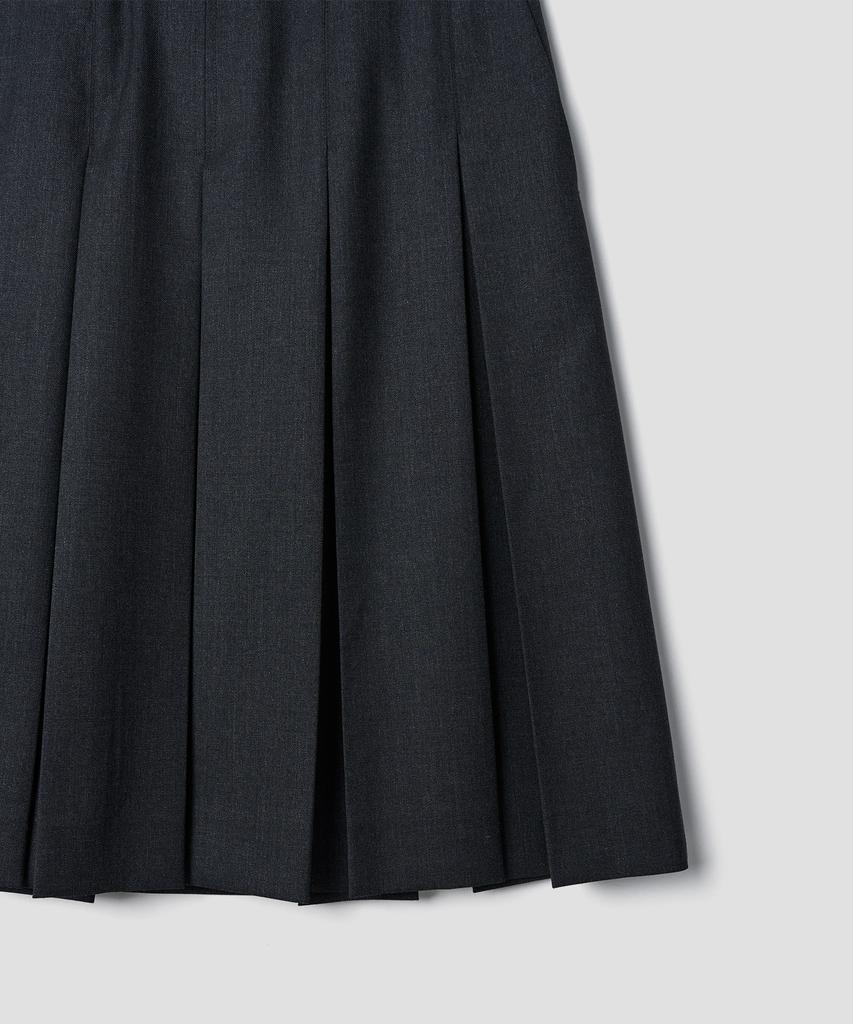Tudument Box Pleats Midi Skirt_Charcoal