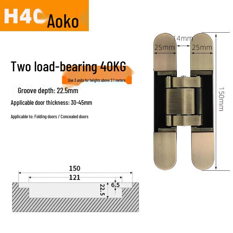 Adjustable 180° Concealed Door Hinges for Inward/Outward Opening Wooden Doors