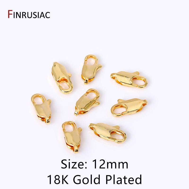 14k/18k Real Gold Plated Brass Metal Lobster Clasps For DIY Bracelets Necklace Handmade Jewelry Making Components