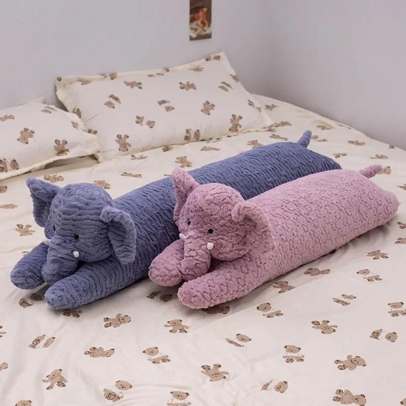 Long Elephant Body Pillow Large Cute Stuffed Animal Cushion Sleeping Elephant Decorative Body Pillow Chair Back Cushion Decor