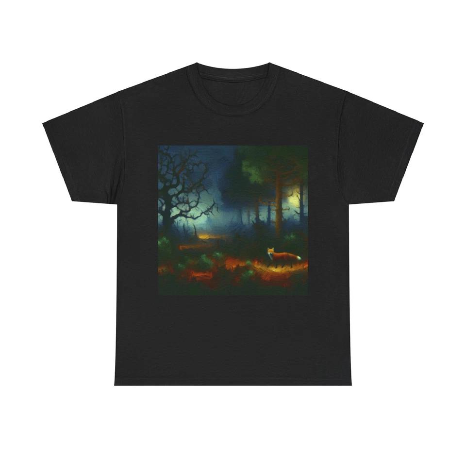 Unisex Adult T Shirt Fox Foggy Forest Romanticism Art S