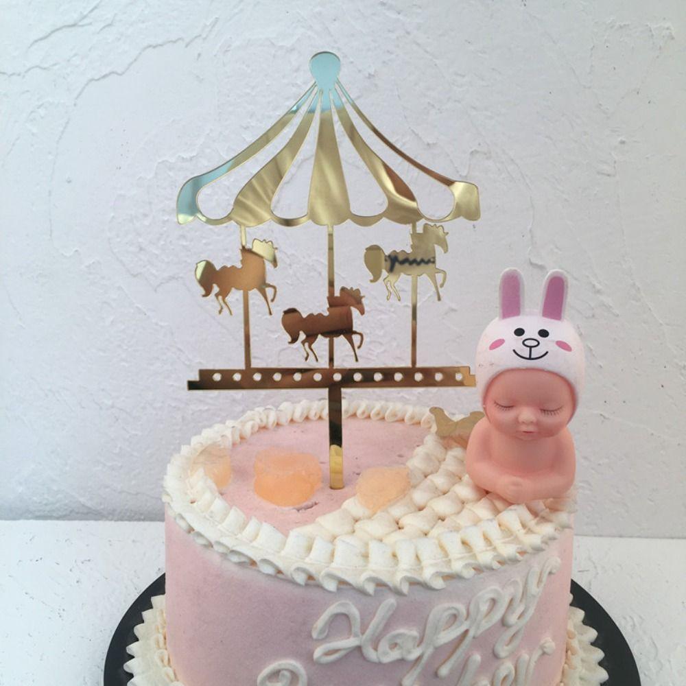 Acrylic Card Insertion Cartoon Cake Decoration Carousel Cake Toppers Dessert Table Decoration