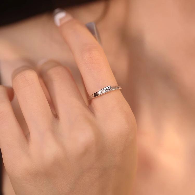 Copper Highquality Fashionable Smiley Face Ring With Adjustable Open Design Women For