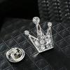 Korean Version Diamond Studded Crown Brooch Vintage Hollowed Out Rhinestone Crown Collar Pin Suit Shirt Brooch Jewelry Accessory