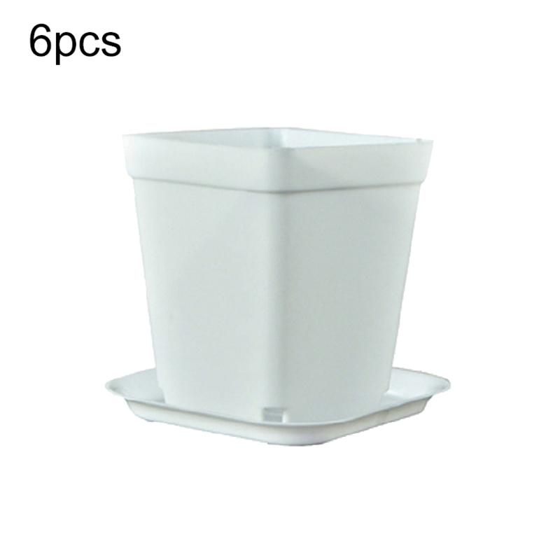6pcs Plastic Square Flower Pot with Cover 7x7cm Garden Balcony Decoration Office Desktop Flower Pot Plant Growing Container TMZ