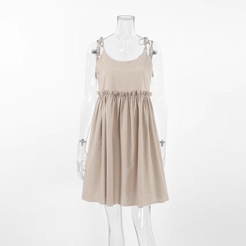 2025 Summer Cotton Linen Suspender Dress: Sexy, Loose, One-Piece for Europe & America