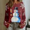 Women's Fashion Round Neck Long Sleeve Christmas Print Casual Pullover Sweater Top
