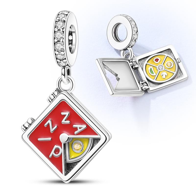 Nowe Koraliki Charms Platerowane Miedzią Pasują Bransoletka Dla Kobiety Biżuteria DIY Kwiat Lotosu Księżyc Pizza Oryginalne Zawieszki