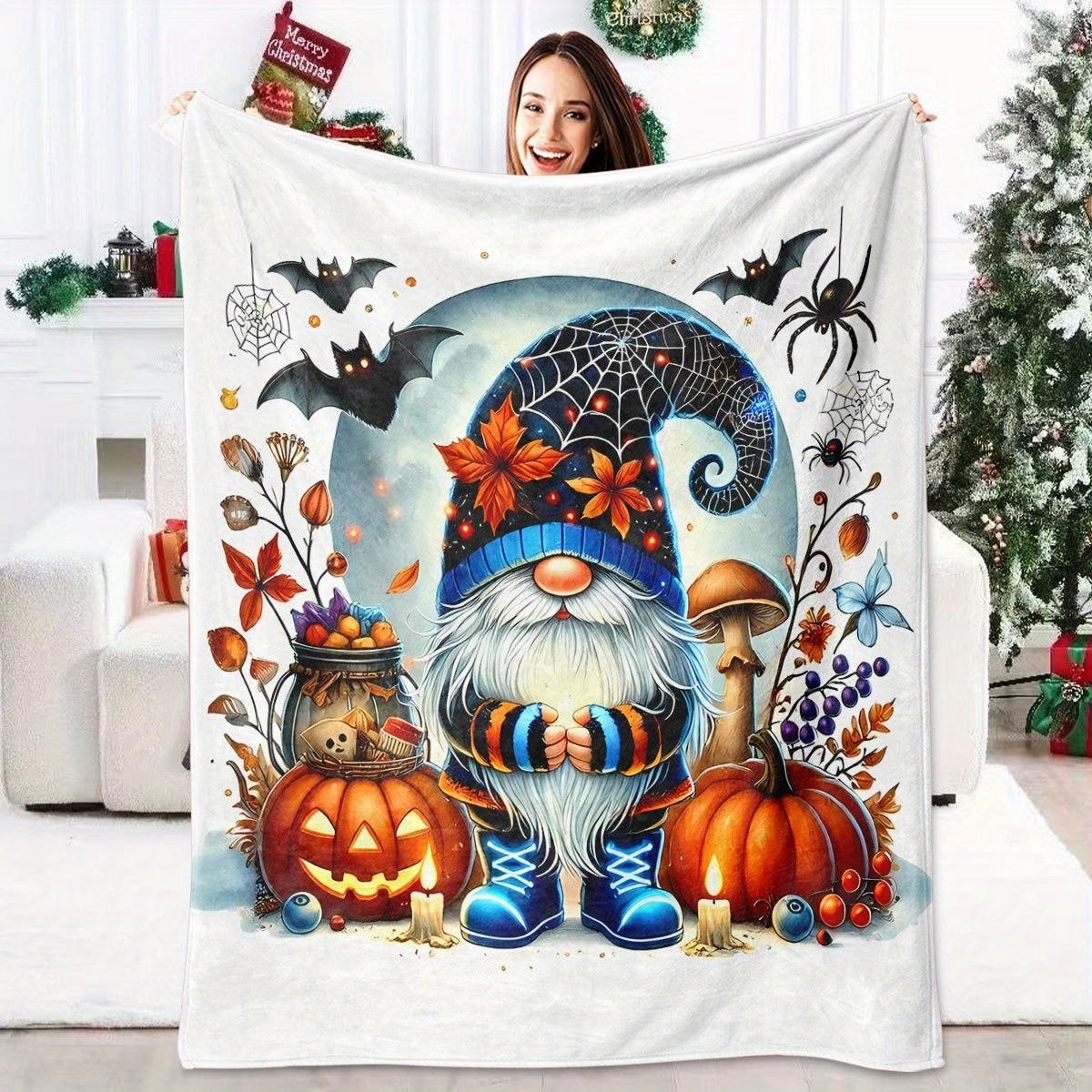 Throw Blanket,Cozy Golden Elf   Gnome Design Blanket And Throw,Soft Warm  All-season Flannel Throw Blanket For Christmas 130x150cm51x59in