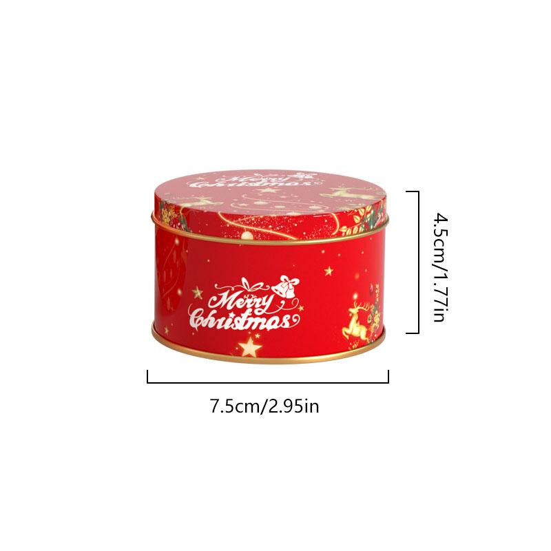 1PC Christmas Gift Empty Cookie Box Candy Biscuit Tin Box Round Tinplate Box Candy Box Christmas
