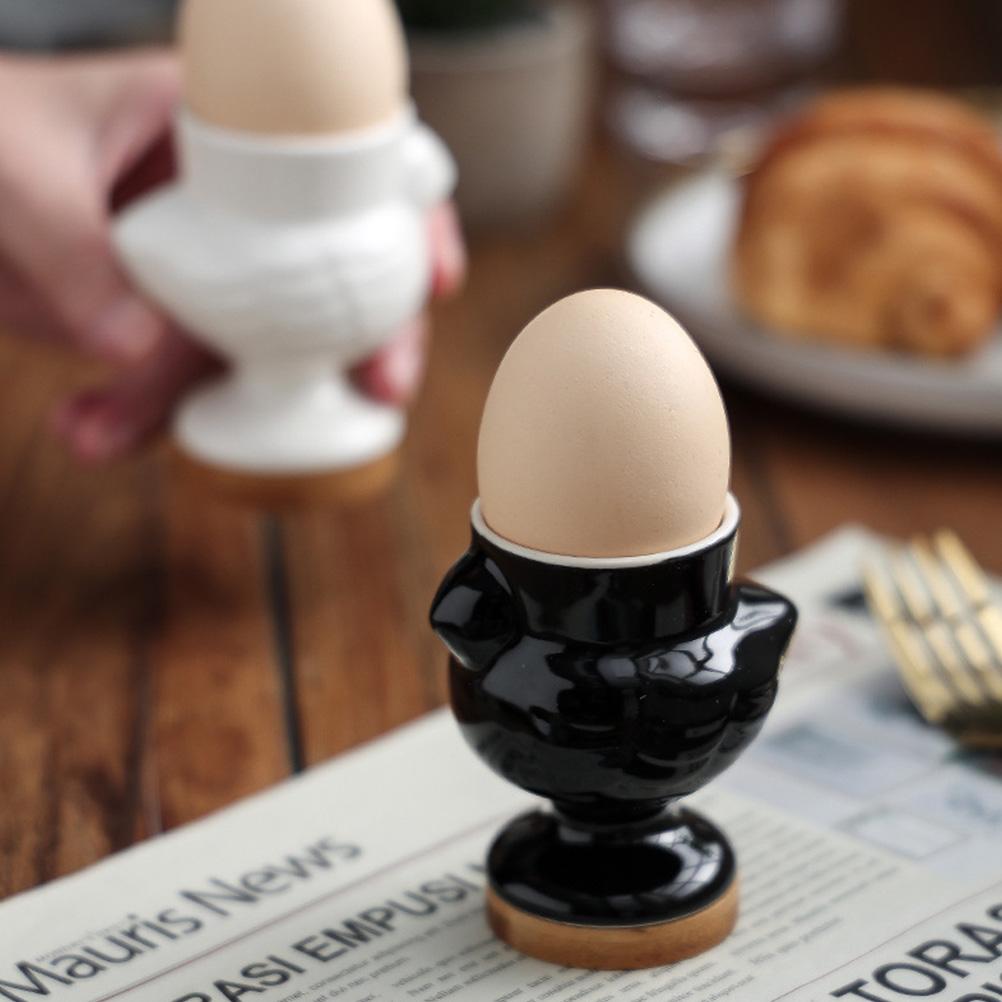 Ceramic Egg Cup Chick Shape Boiled Egg Cup Holder Stand Container Kitchen Breakfast Banquet Eggs Supplies