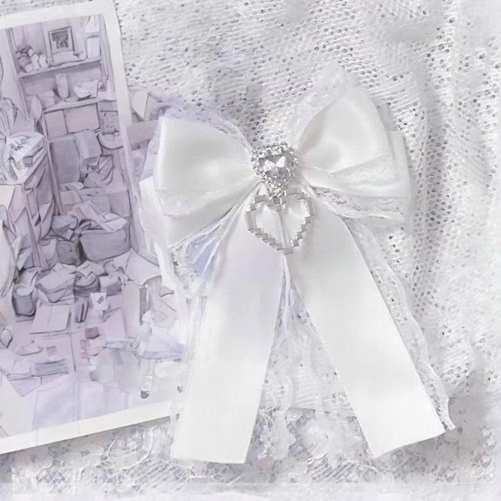 1/2PCS Ribbon Lace Bow DIY Ribbon Bowknot Kit Heart Diamond Clip Double Layer Bow Pendant ItaBag Bow Accessories Lace Edge