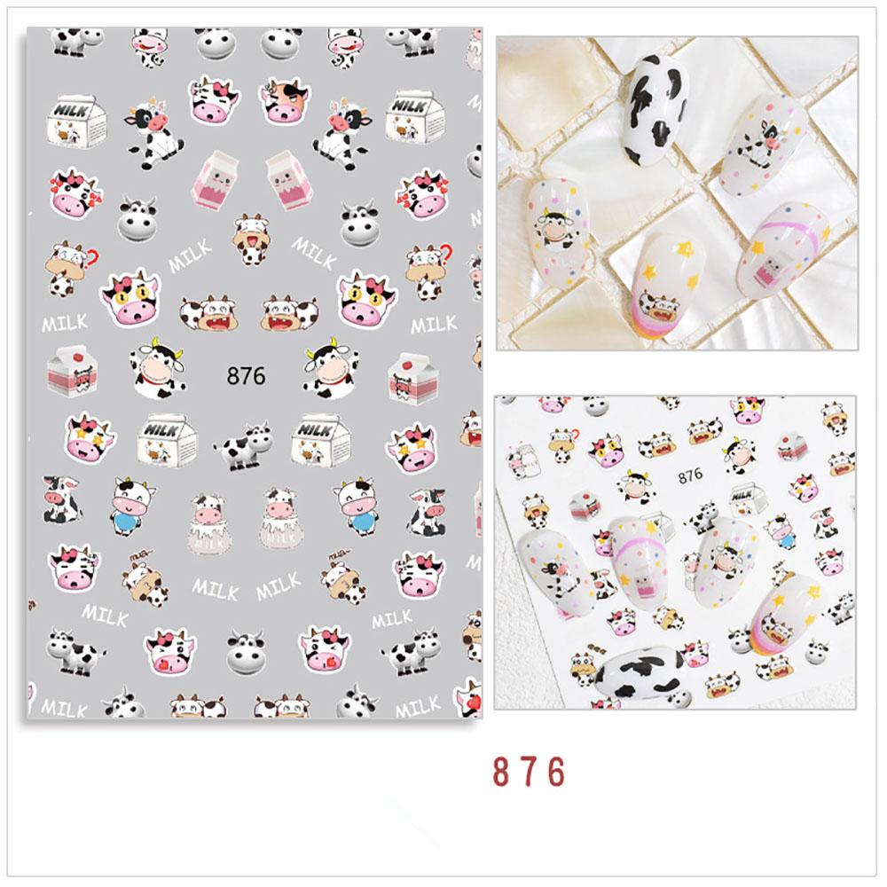Design Cow Manicure DIY Nail Art Cow Print Nails Sticker Self-Adhesive Decal 3D Irregular Spots