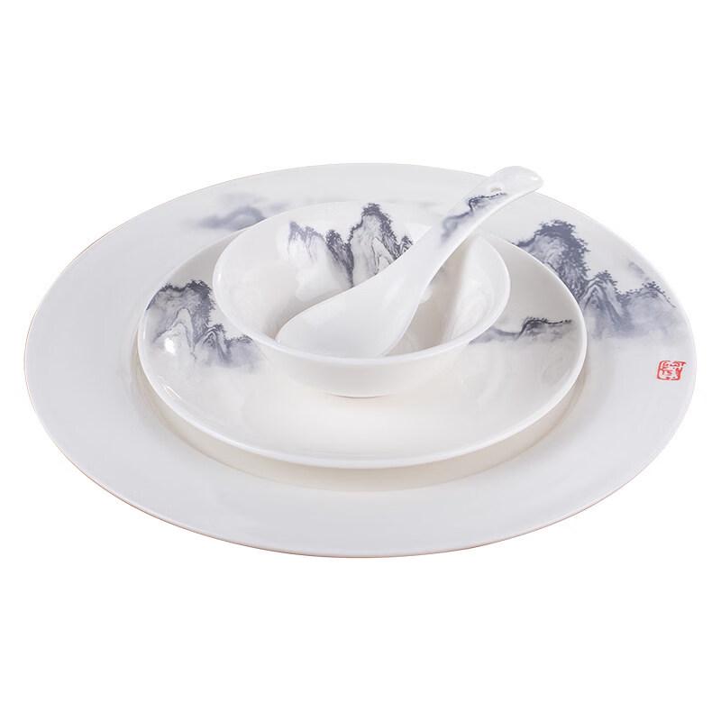 New Chinese Style Ceramic Dinnerware Set with Landscape Design