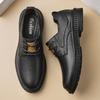 British Style Genuine Leather Men's Business Shoes 2026 New Flat Designer Office Walking Shoes Thick-soled Low-top Casual Shoes
