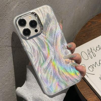 Funda de lujo con patrón de camlet y láser para iPhone 11 12 13 14 15 Pro Max Plus, fundas protectoras antigolpes