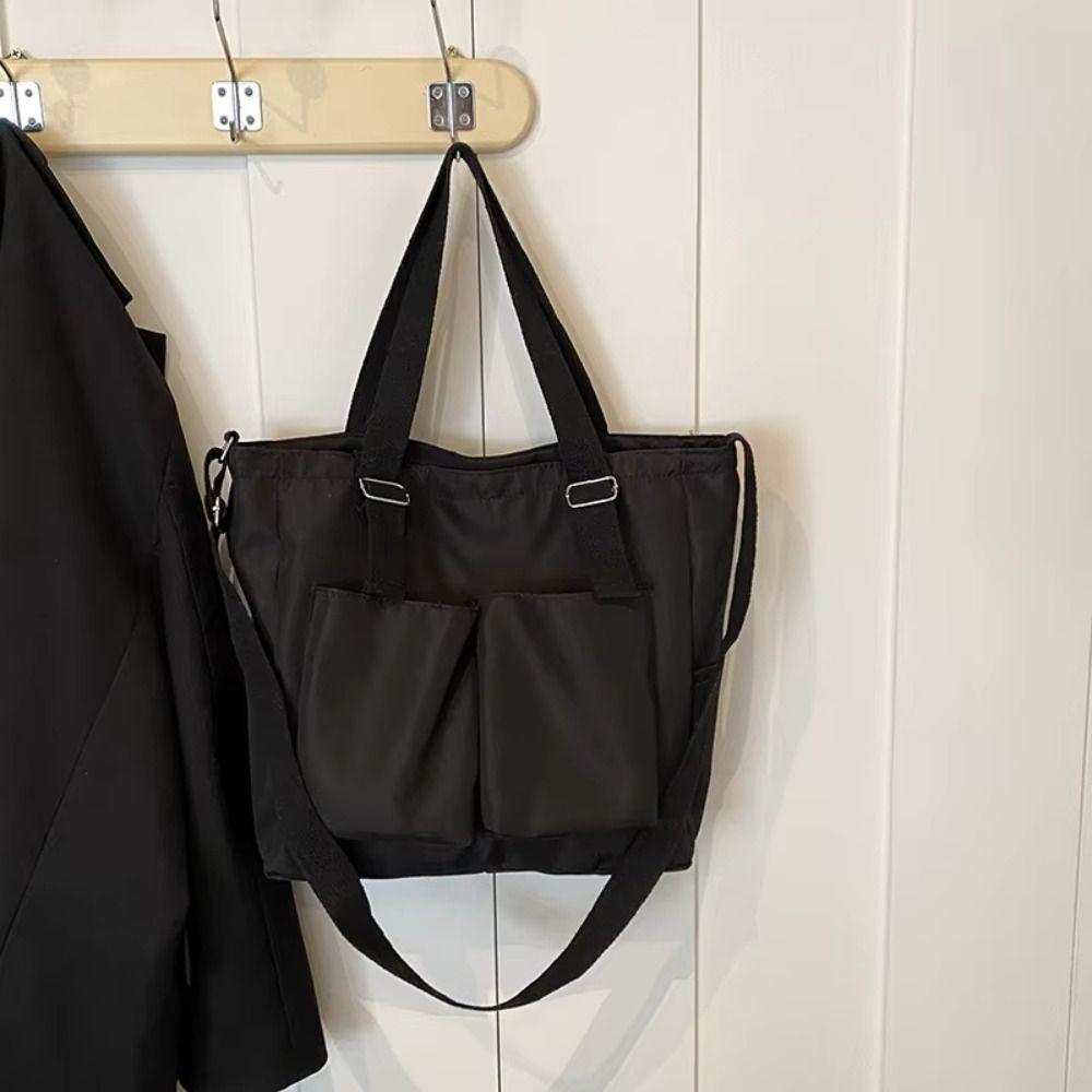 Large-Capacity One-Shoulder School Bag Korean Tote Bag Japanese Canvas Basket  Female