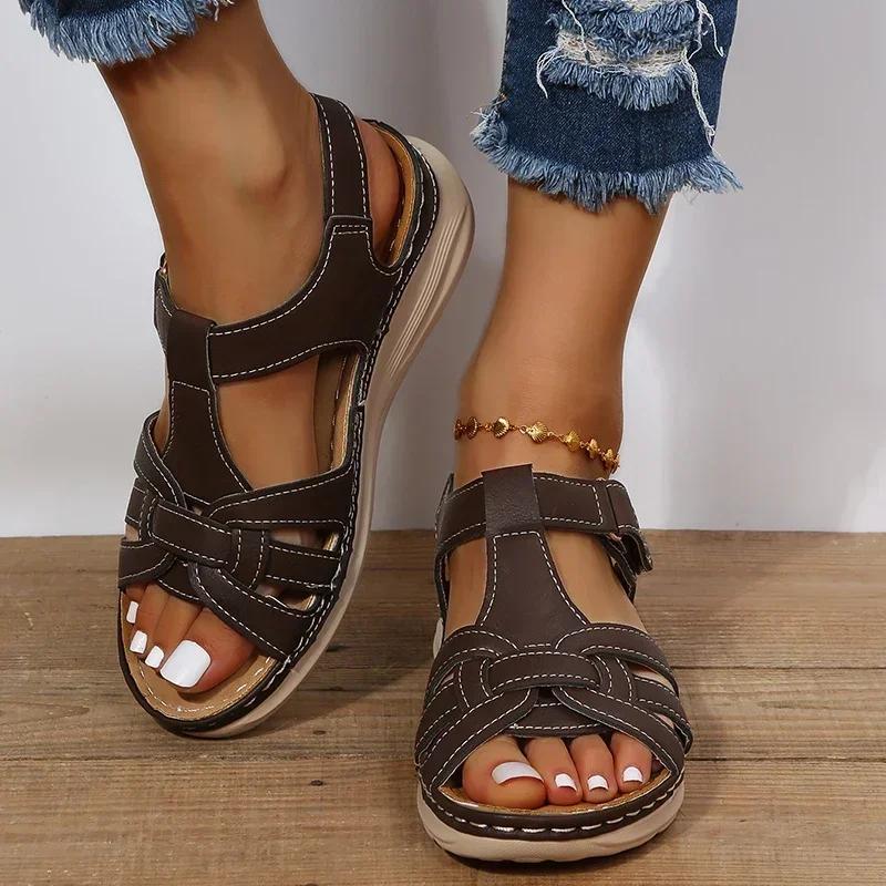 Women's Premium Orthopedic Sandals 2025 Summer New Fashion Open Toed Beach Slippers Ladies Wedge Platform Shoes Zapatos De Mujer