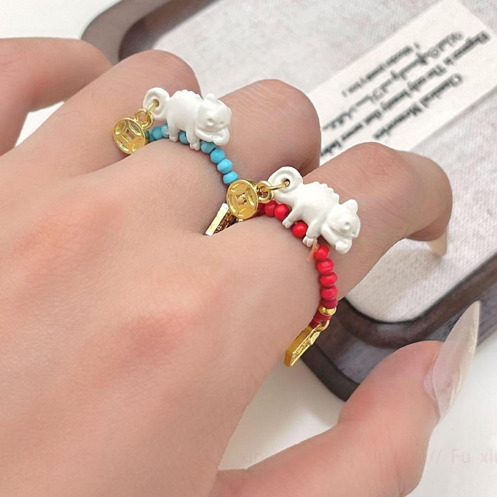 Chameleon Fortune Lover Enamel Braided Bracelet with Gold Swallow Beast Design