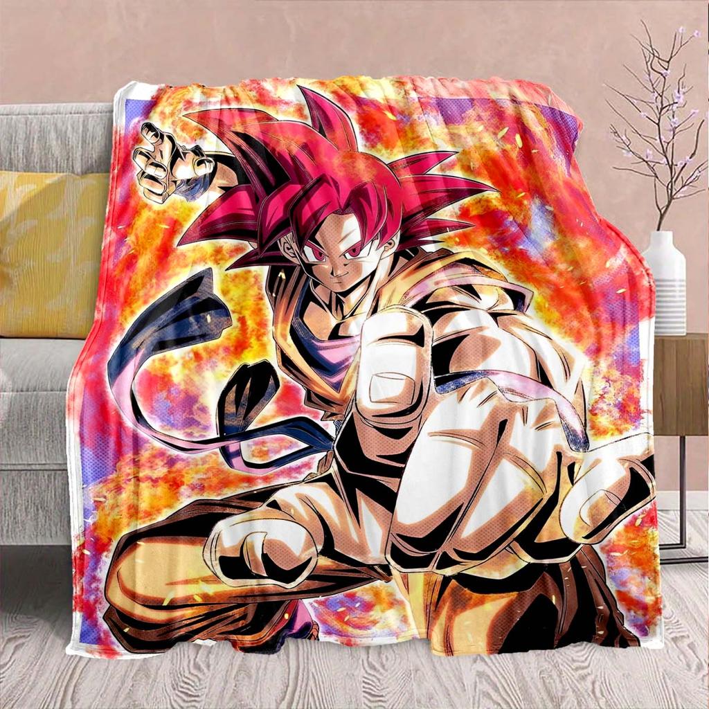 Dragon Ball Anime Flannel Blanket - Soft Warm Perfect for Sofa, Bedding Camping Travel Office Home Decor -QJY