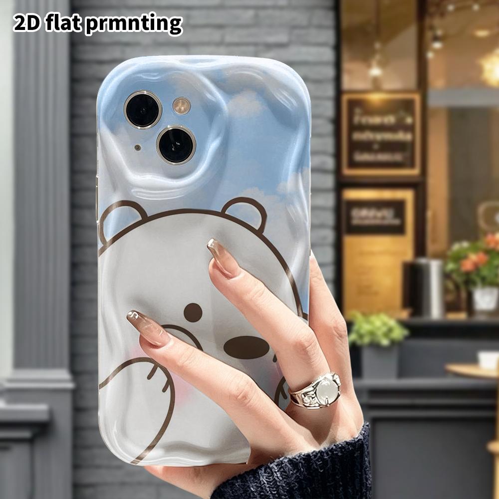 Phone Case: 2D Flat Design Suitable for iPhone 18 17 16 15 14 13 Pro Protective Case, White Bear, Perfect Christmas and Halloween Holiday Gift