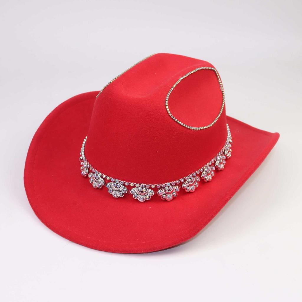 European and American bright diamonds shiny western cowboy top hat men and women outings party festival dance jazz hat