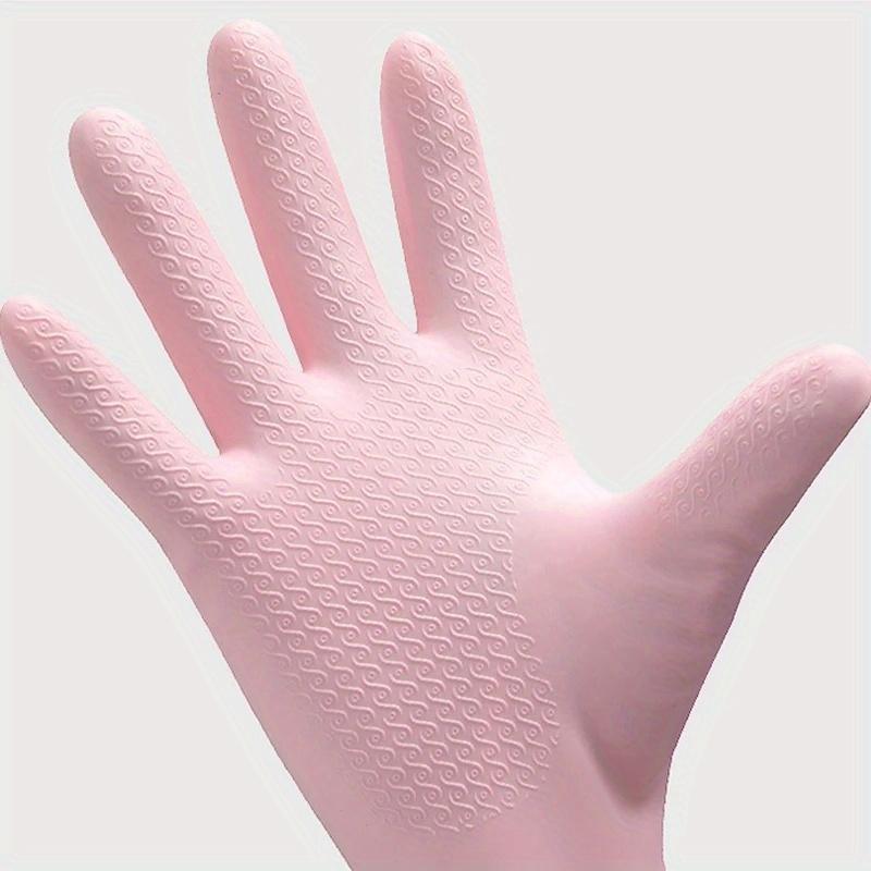 Dishwashing Gloves Household Chore Splicing Sleeve Waterproof Gloves Plush Elastic Band Mouth Rubber Gloves