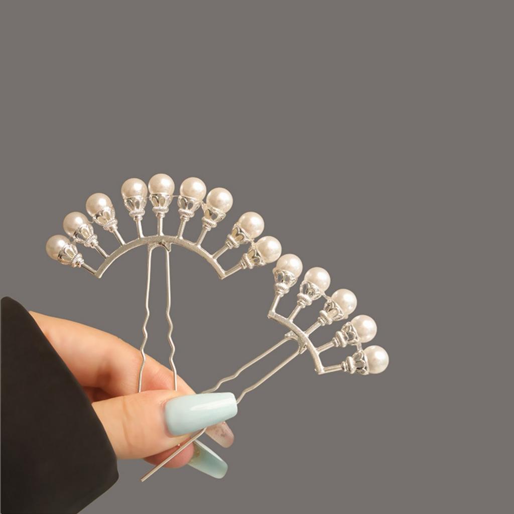 U Shaped Hairpin For Women Light Luxury Full Pearl Hair Stick Wedding Daily Updo Maruko Head Hair Accessories Girls Hair Pins