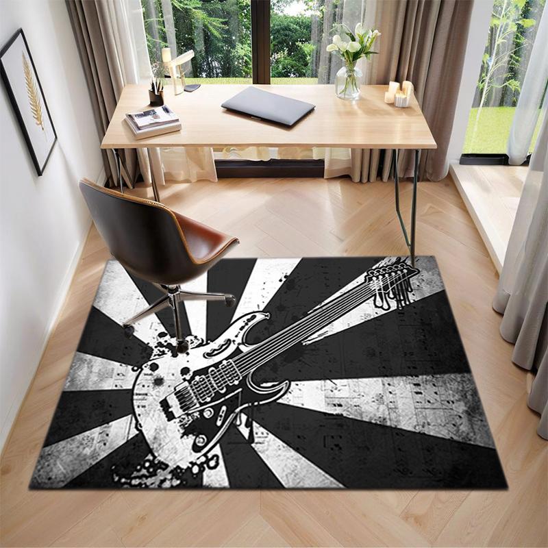 1Pc Electric guitar theme Printed circular carpet, home door mat, outdoor travel protection carpet A3